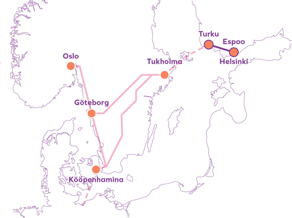 Karttakuva - Turun tunnin juna