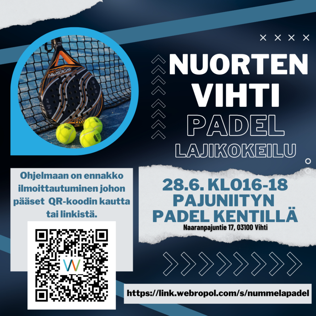 Nuorten Vihti järjestää Padelin lajikokeilun 28.6.